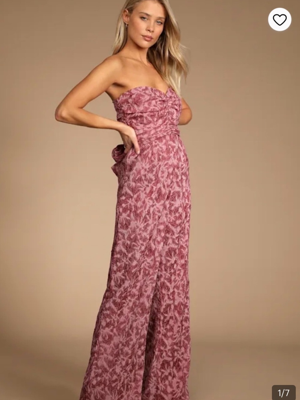 Strapless Rose-Mauve Floral strapless jumpsuit